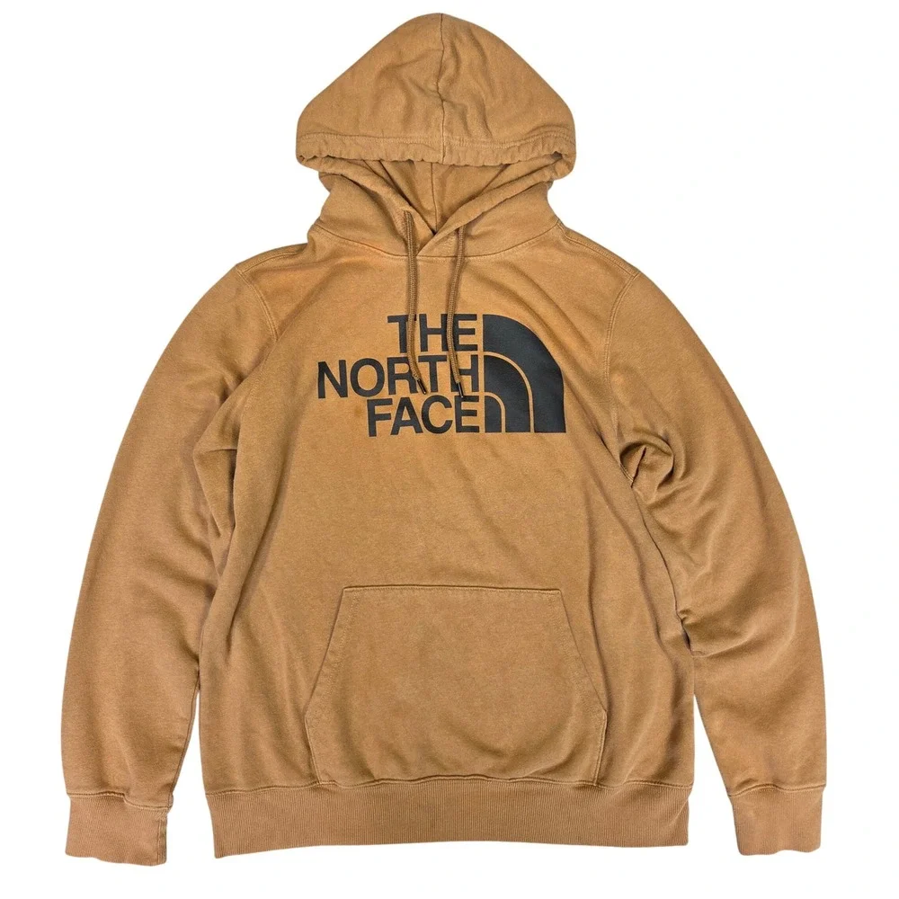 The North Face Mens Half Dome Pullover Hoodie Brown Tan Size Large Logo Graphic
